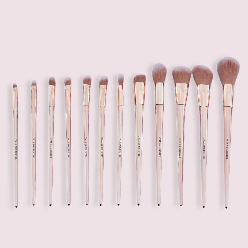 12pc Rose Gold Full Face Brush Set